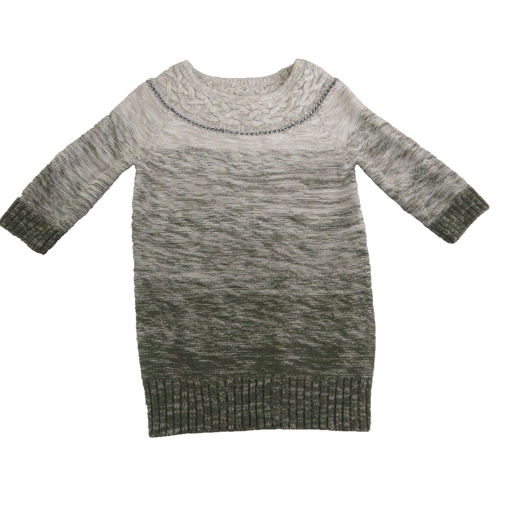 Rachel Roy Wool Blend Ombre Knit Silver Chain Chunky Knit Sweater Women's XS
